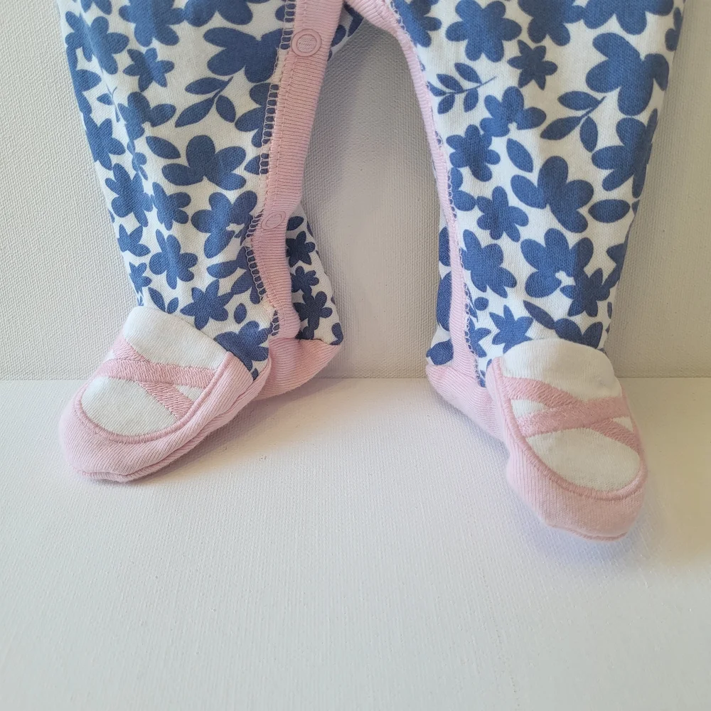 3m Floral Blue and Pink Footed Sleeper